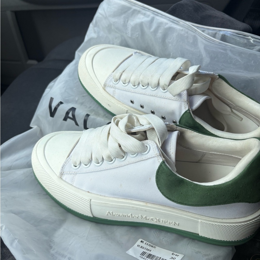 Alexander McQueen White and Green Casual Sneakers